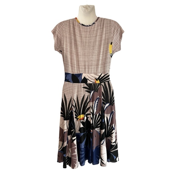 Dress tropical vacation toucan print V neck faux wrap front size Med Brazil - Picture 8 of 16